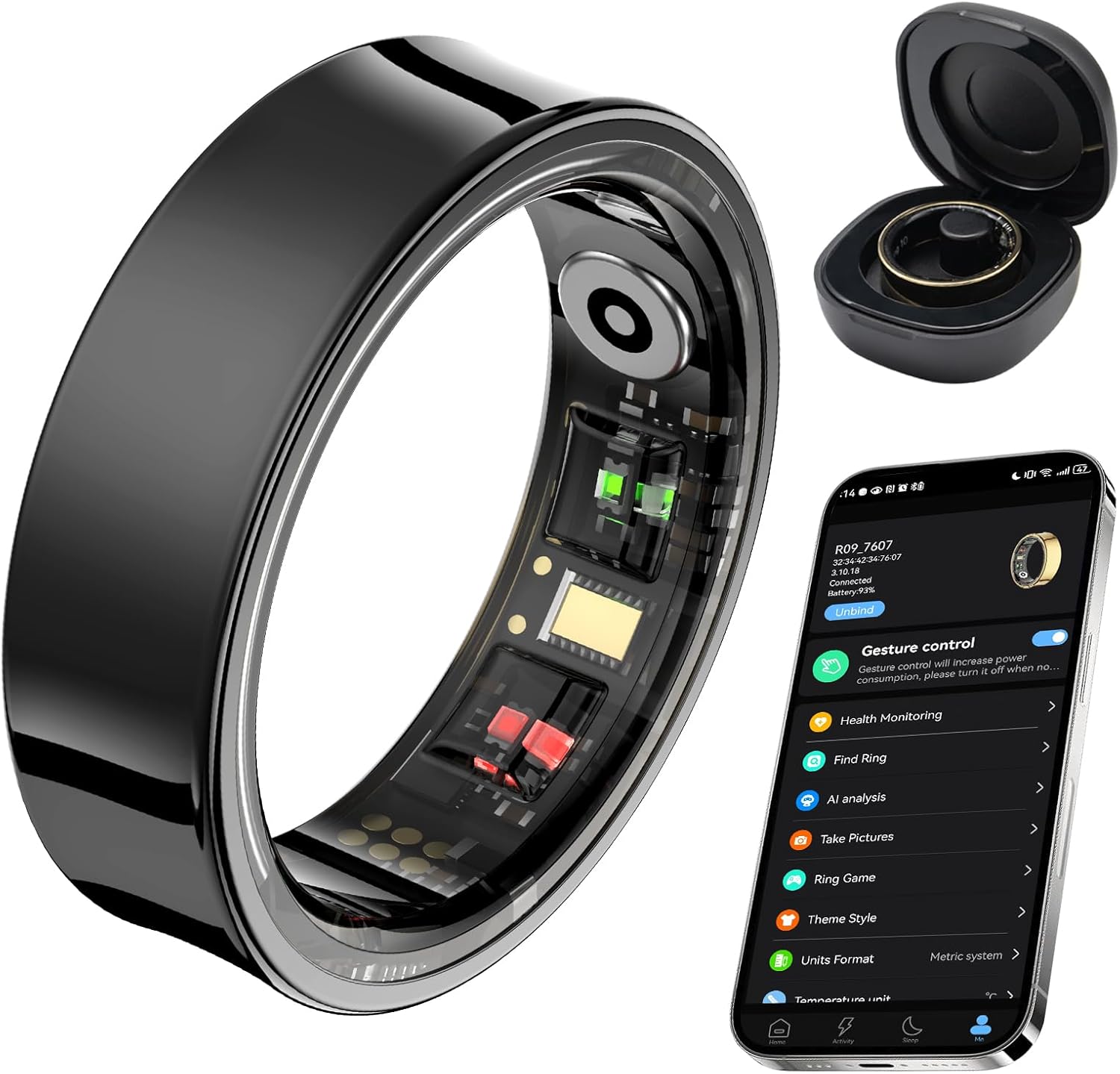 Smart Ring for Women Men, Fitness Tracker Ring with Body Temperature, Heart Rate, Blood Oxygen, Sleep Monitor, Calories, No Subscription Fee, IP68 Waterproof for iPhone & Android (Black, #10) Smart Ring for Women Men, Fitness Tracker Ring with Body Temperature, Heart Rate, Blood Oxygen, Sleep Monitor, Calories, No Subscription Fee, IP68 Waterproof for iPhone & Android (Black, #10)