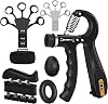 5PCS Grip Strength Trainer Kit with Adjustable Hand and Forearm Gripper, Hand Extension Exerciser, Finger Exerciser, Grip Ring & Stress Relief Grip Ball for Muscle Building and Injury Recover