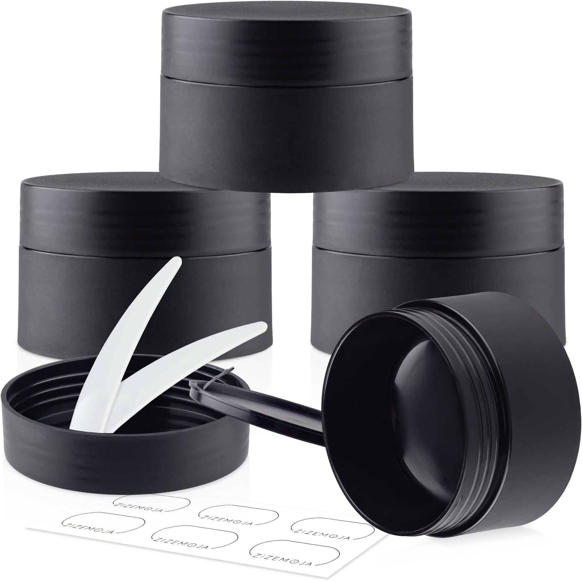Plastic Jars Containers 4 Pack, 50g Travel Size Container Jars with Lids, Ideal for Makeup Cosmetics Lip Balm Salve Sample Cream and Beauty Lotion