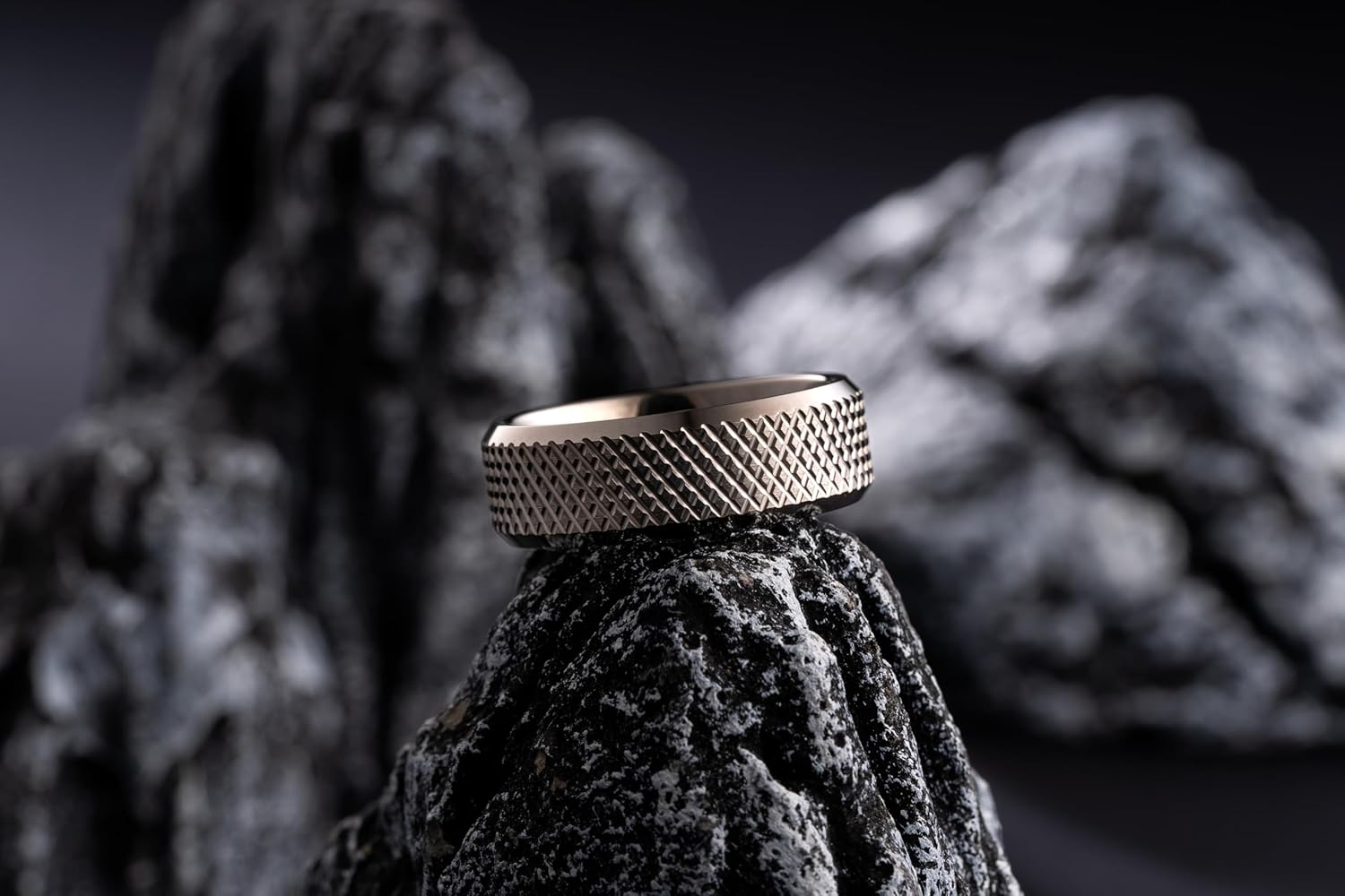 100S JEWELRY Knurl Tungsten Rings with Knurling Diamond Pattern Men Wedding Band 8mm wide Hypoallergenic Size 6-16