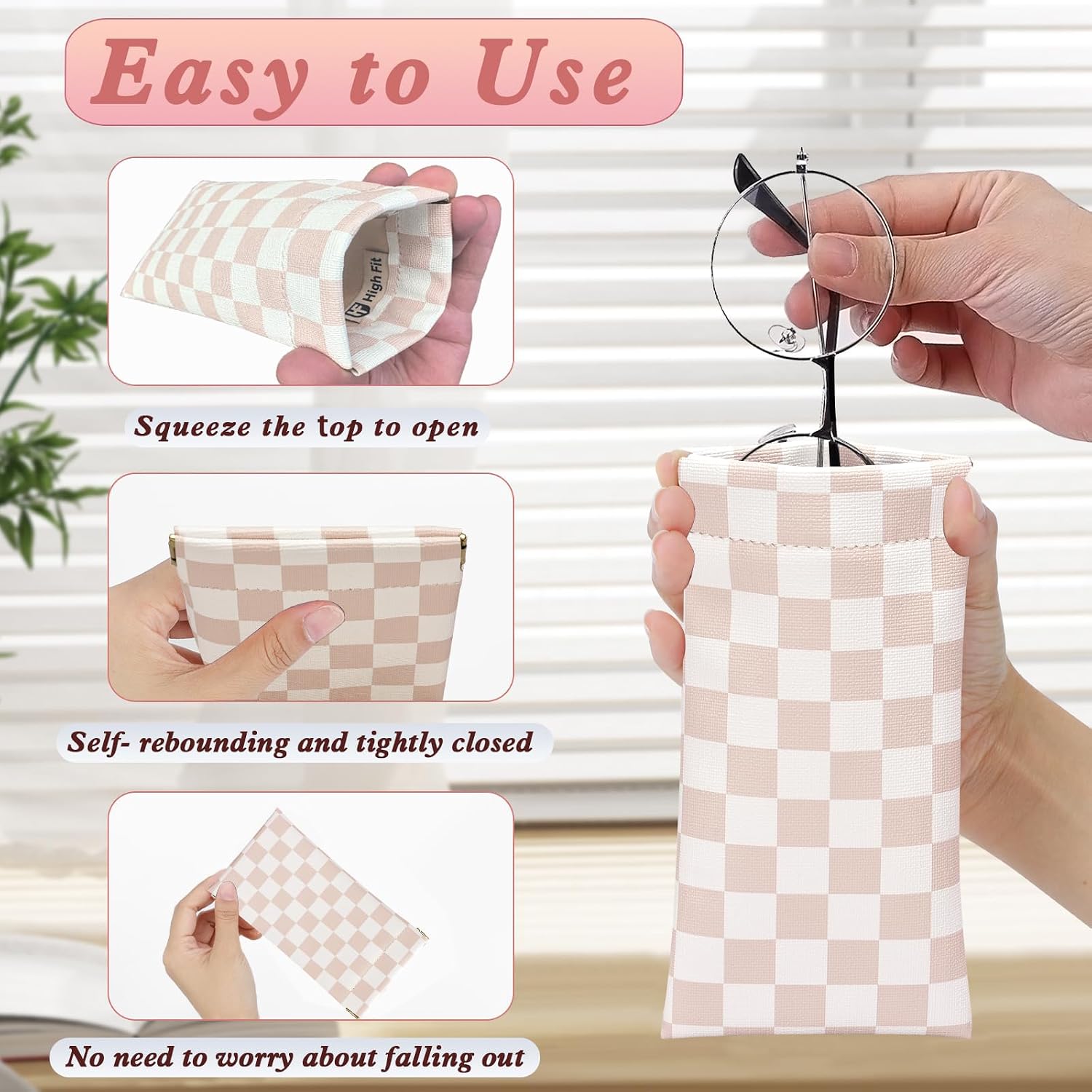 eyeglasses bag Soft Glasses bag, Portable Squeeze Top Sunglasses Case Travel for Women Girls image 5