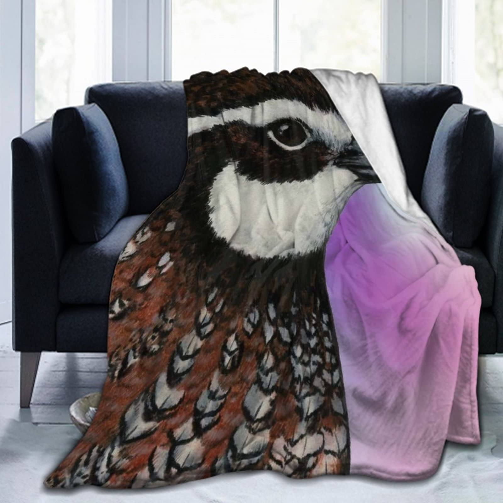 SWEET TANG Super Soft Lightweight Throw Blanket Warm Comfy Wearable Blanket Fashion Cozy Flannel Throw Blanket Wrap for Couch Bed Sofa - Bobwhite Quail Bird, 60x50 Inch