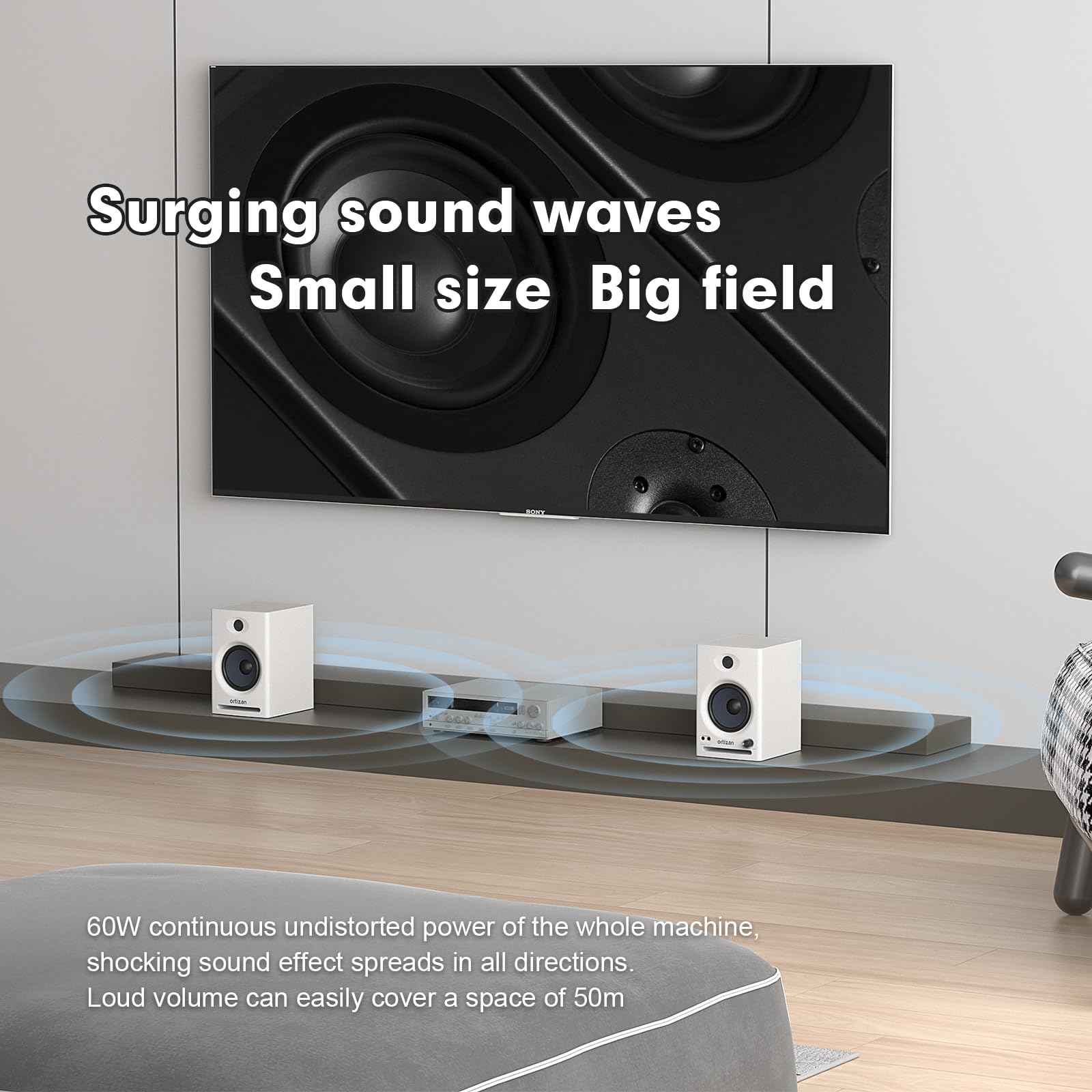 Ortizan C7 Dual-Mode 2.0 Studio Monitors, Active Monitor Speakers for Near Field Music Production, Bluetooth 5.3 Wireless Computer PC Monitor Gaming Bookshelf Speakers(Pair, White)