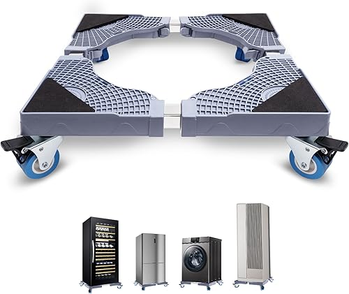 Soporte para muebles con ruedas de bloqueo, soporte ajustable para lavadora, secadora, refrigerador