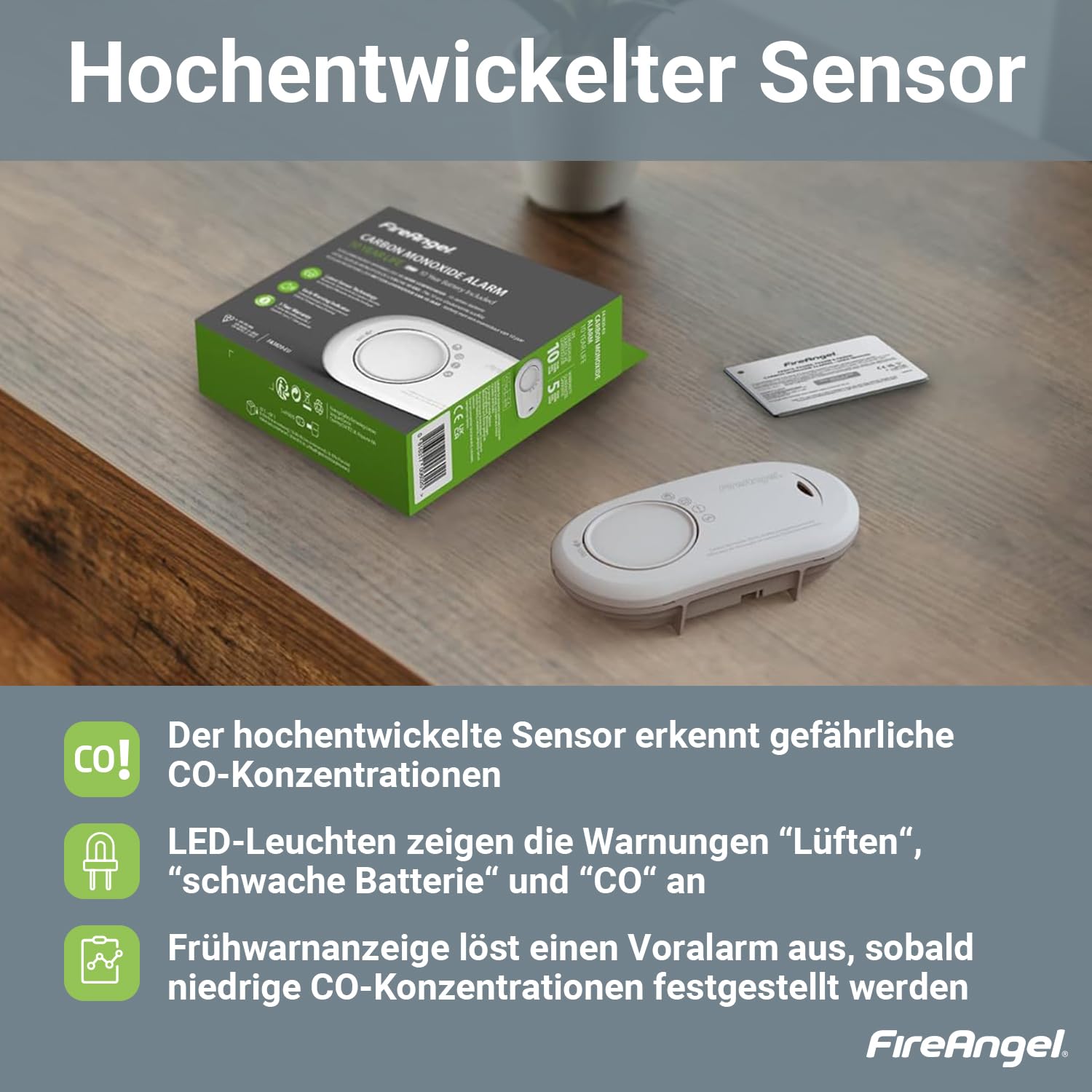 Fire Angel Kohlenmonoxidmelder Versiegelte 10 Jahres Batterie - FA3820 CO-Melder für Zuhause und im Urlaub - Tragbarer CO-Warner - Reise-Kohlenmonoxid-Detektor und Alarm - Weiß