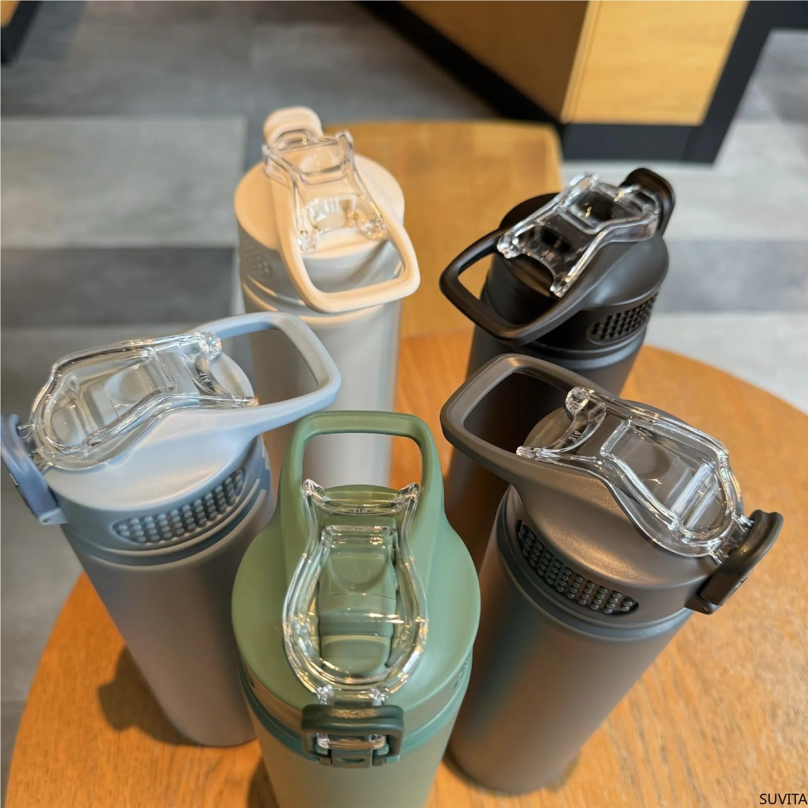 Edelstahl-Trinkflasche Thermoflasche Mit Strohhalm, Edelstahl-Thermobecher Fürs Auto, Sportwasserflaschen, Hält Kalt Und Heiß FüR Den Sport Fitnessstudio(Color2)