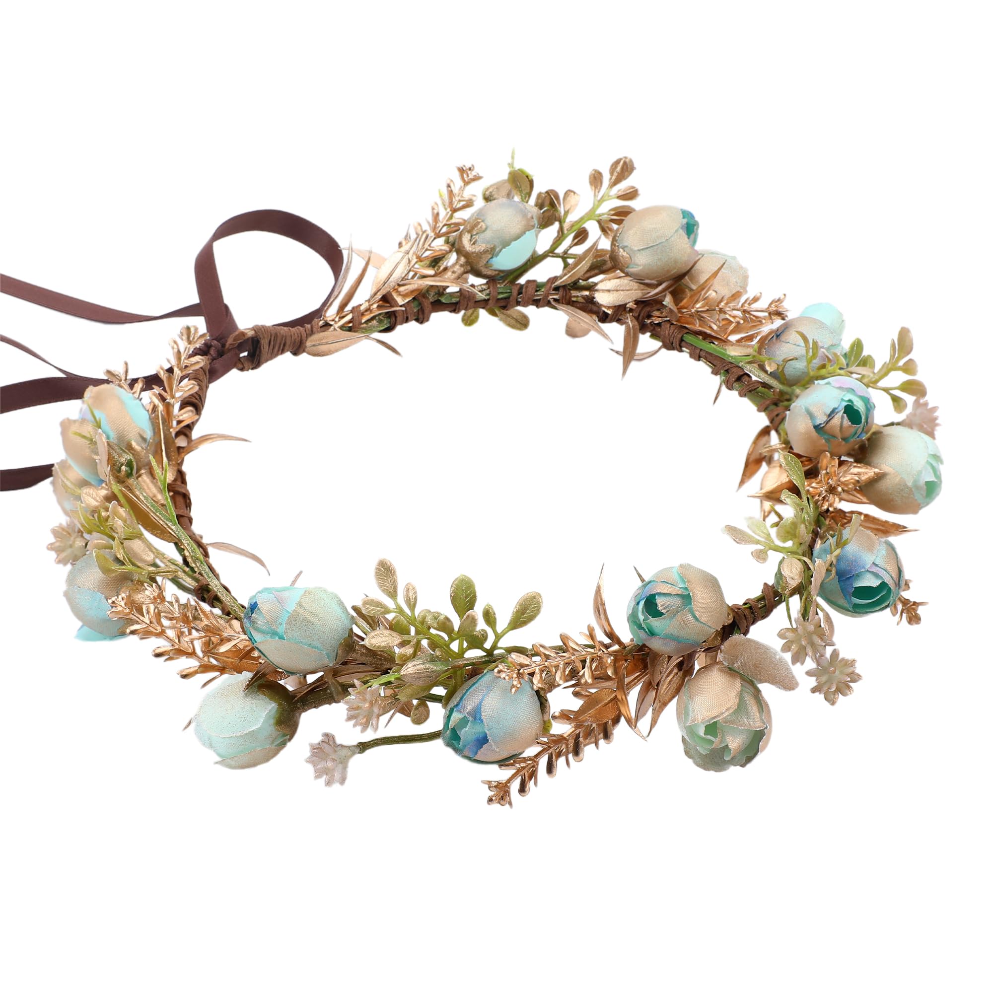 Couronne de fleurs vintage dorée légère sans douleur tête - 7