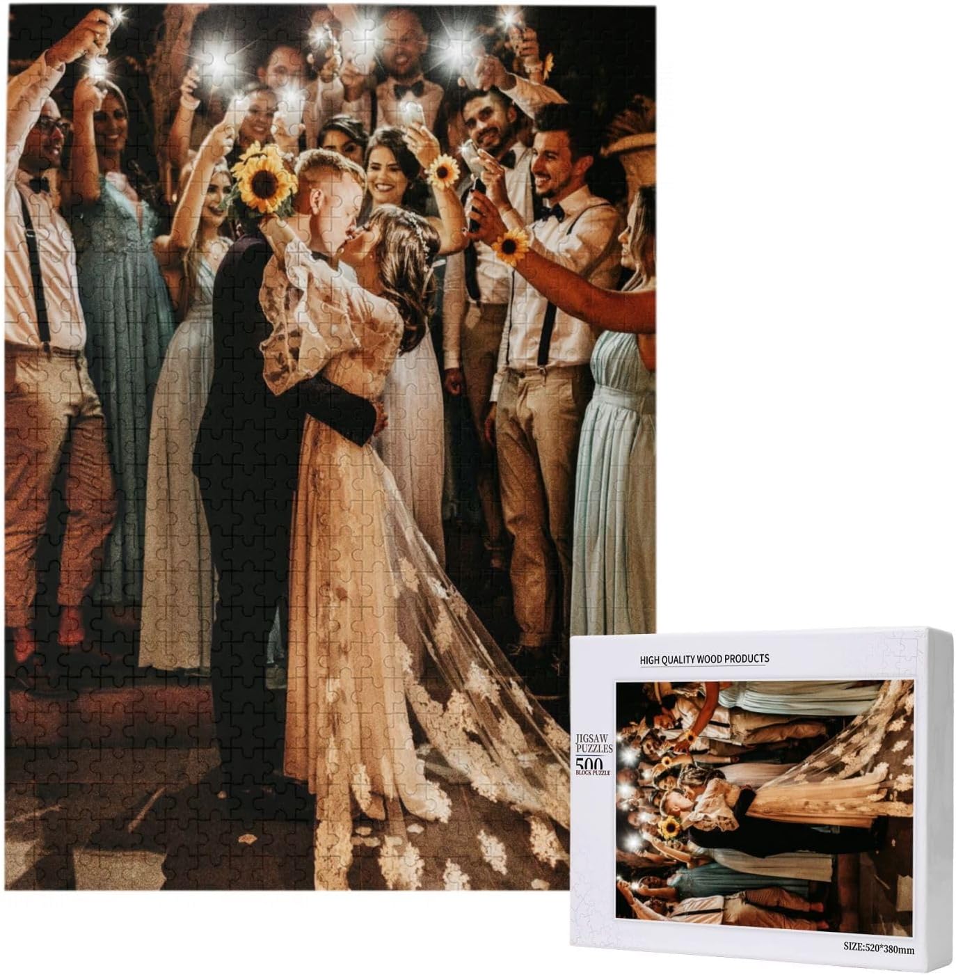 Custom Wooden Jigsaw Puzzle 120/200/300/500/1000/1500 Pieces Personalized Photo Gift for Adults & Kids - Pet, Wedding, Family Memory Puzzle