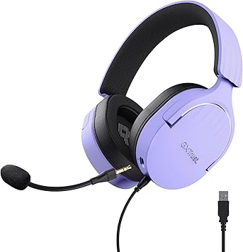 GXTrust 490P Fayzo Cascos Gaming USB 7.1 Sonido Envolvente, Drivers 50mm, 35% Plástico Reciclado, Micrófono con Cancelación de Ruido, RGB Auriculares con Cable Over-Ear PC PS5 - Morado