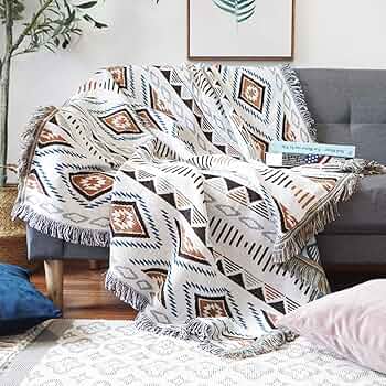 ◆グリーンのマルチカバー　キルティングブランケット　ボタニカル フレンチリネンキルトマルチカバー・ソファーカバー（キルトラグ