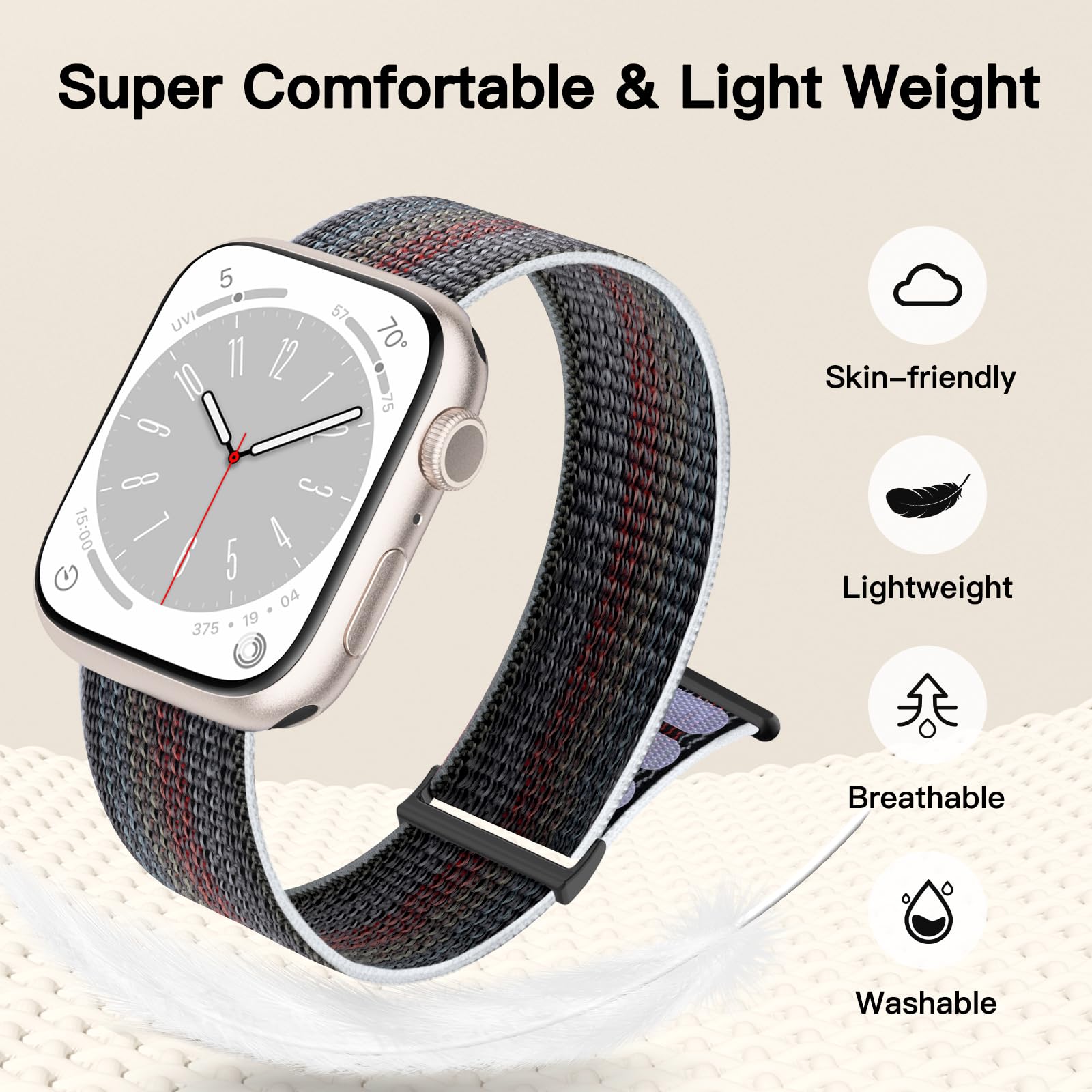 Yoohoo Nylon Straps Compatible with Apple Watch Straps 38mm 40mm 41mm 42mm(Series 10 11) Women Men,Upgraded Soft Nylon Strap Replacement Watch Bands for iWatch Series 11 10 9 8 7 6 5 4 3 2 1 SE - Image 4