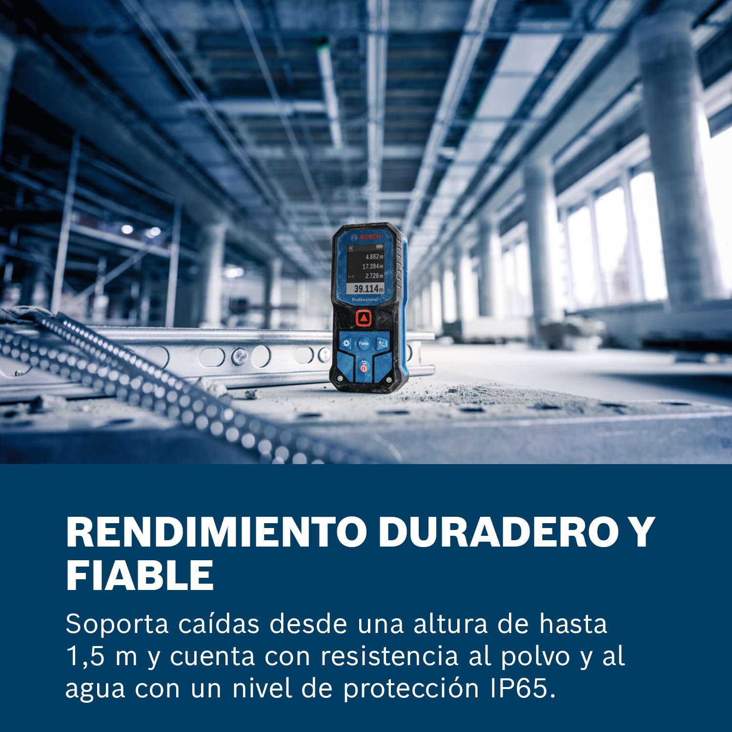Medidor láser GLM 40-31 de Bosch Professional (IP65, cálculos automáticos de Longitud/área/Volumen, Pantalla a Color con iluminación intensa, Compatible con batería de Iones de Litio)