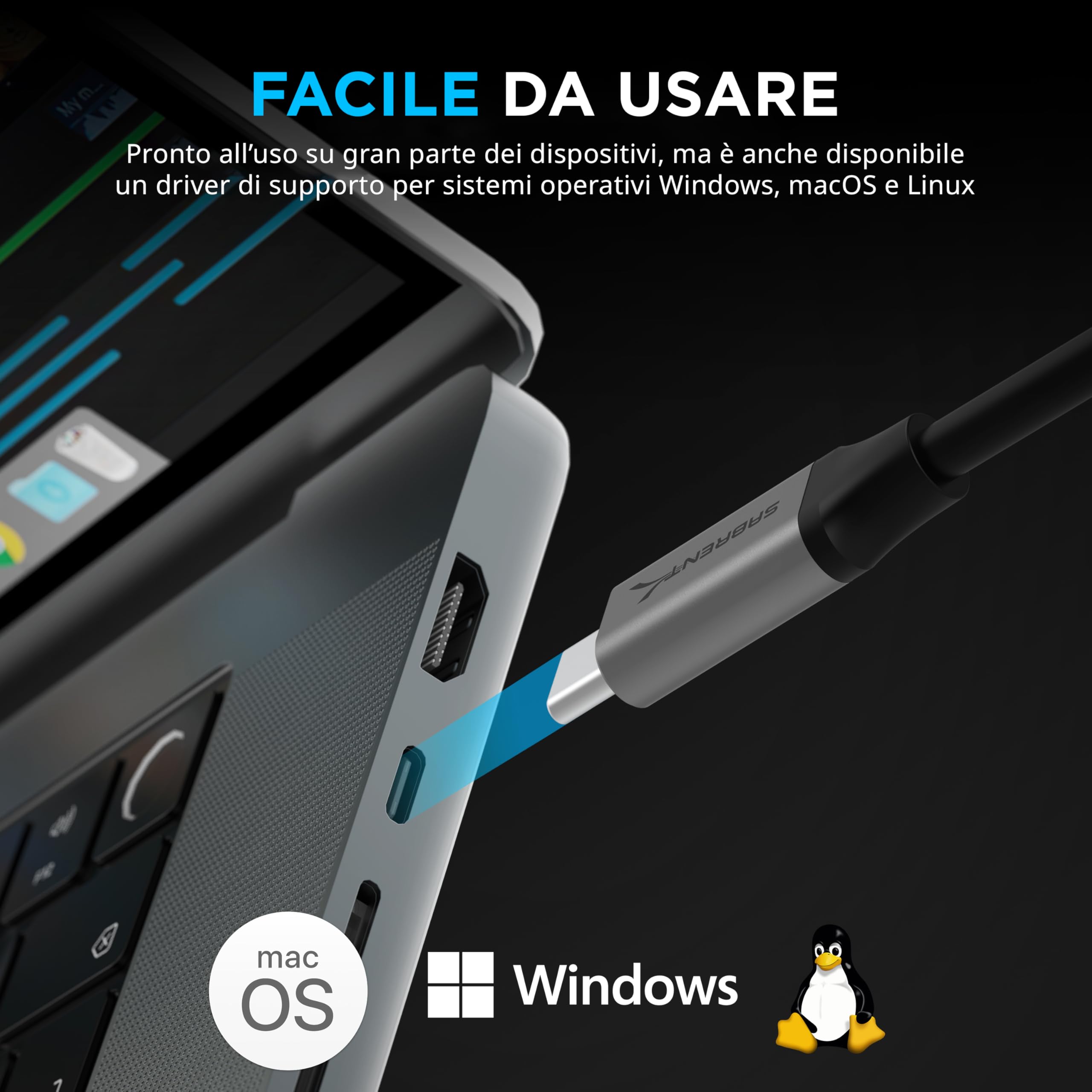 SABRENT Adattatore USB C Ethernet 2.5 Gbps | Alluminio, Portatile | Compatibile con MacBook Pro, Air, iPad Pro 2018 e Successivi, XPS | Connettività Gigabit (NT-25GA)