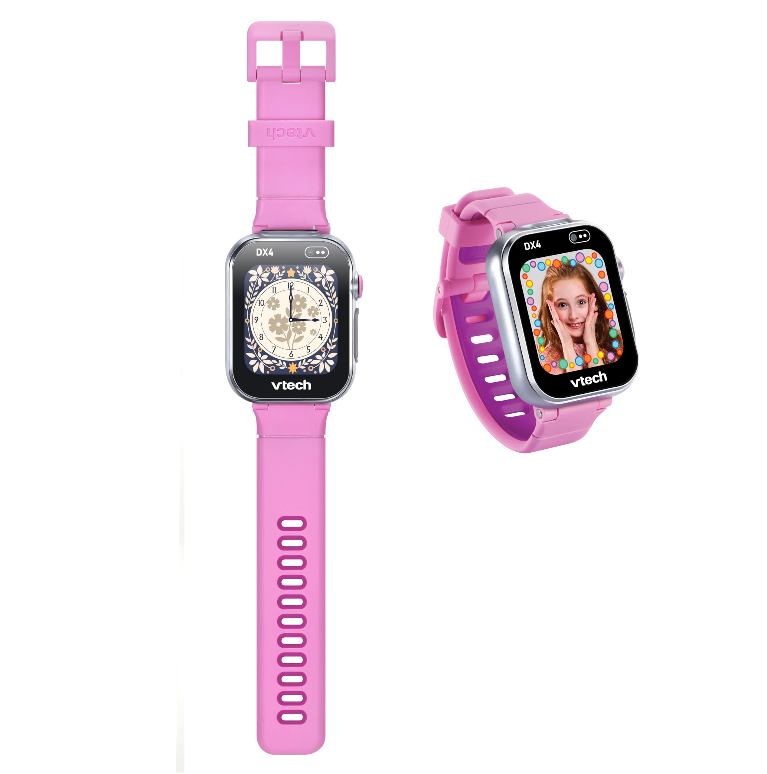 VTech KidiZoom Smartwatch DX4, Rosa, Dual-Kamera für Fotos und Selfies, Spiele, Schrittzähler, vertikales Farbdisplay, Musik-Player, ESP-Version