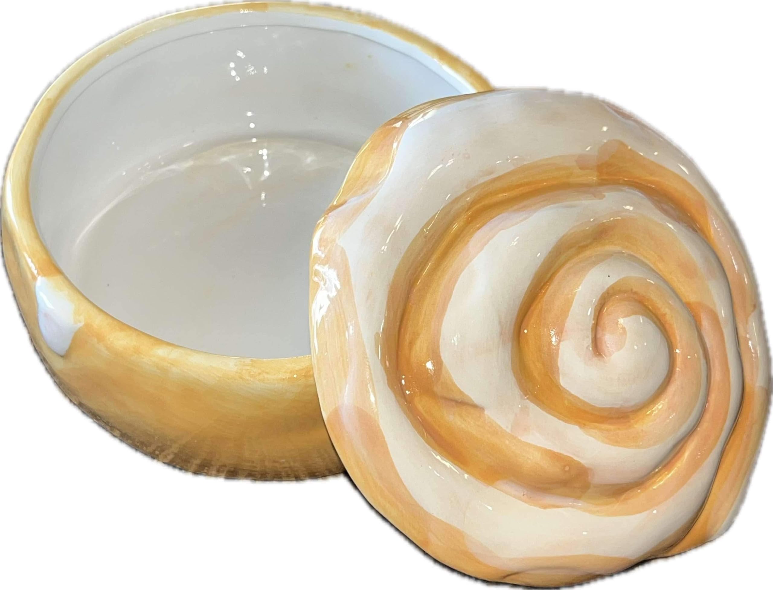 1616Holdings Ceramic Cinnamon Bun Roll Pastry Trinket Jar 6in x 6in x 3in