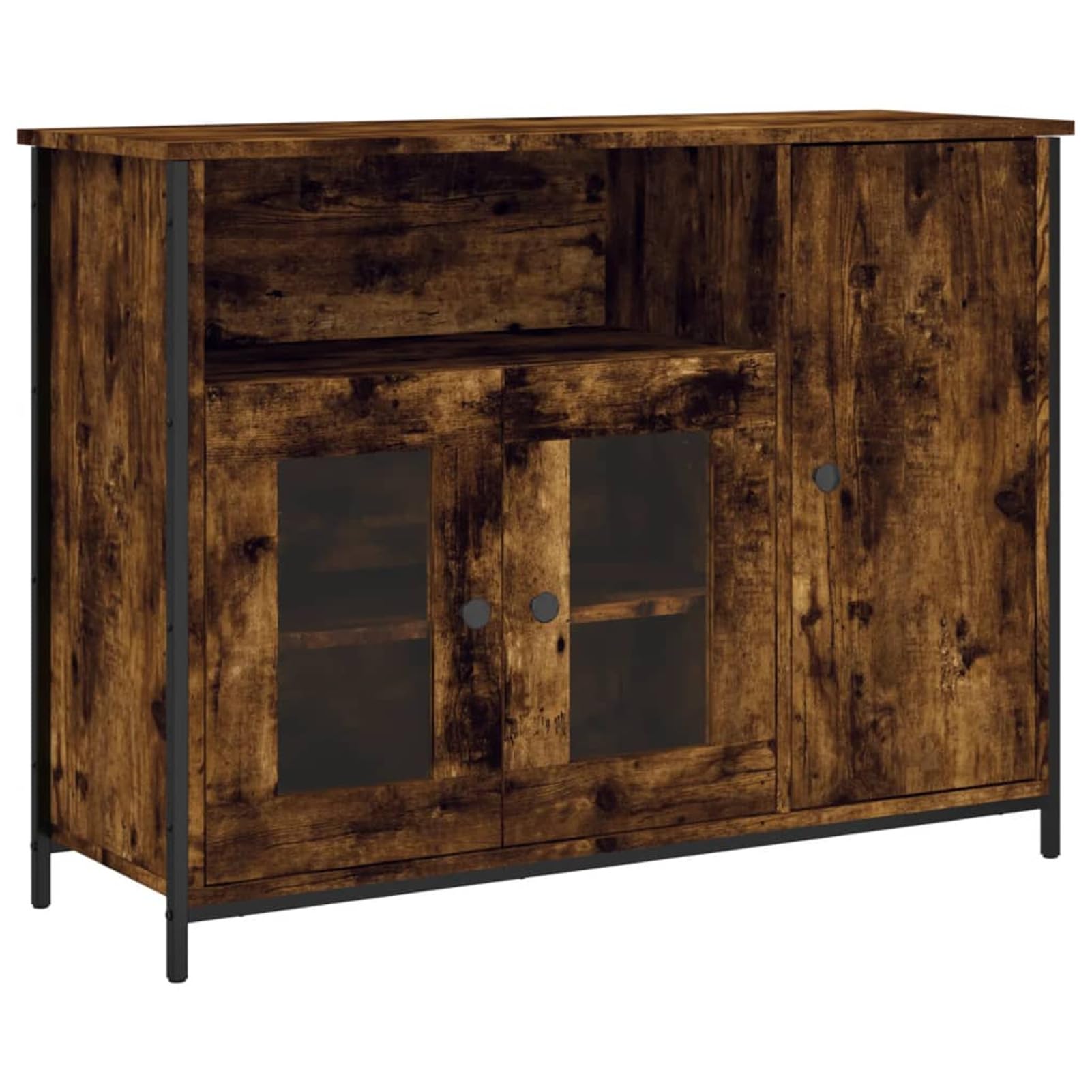 JUDYY Credenza Rovere Fumo 100x35x75 cm in Legno Multistrato,Credenze e Buffet Sala da Pranzo,Credenza Soggiorno,Credenza Moderna-835511
