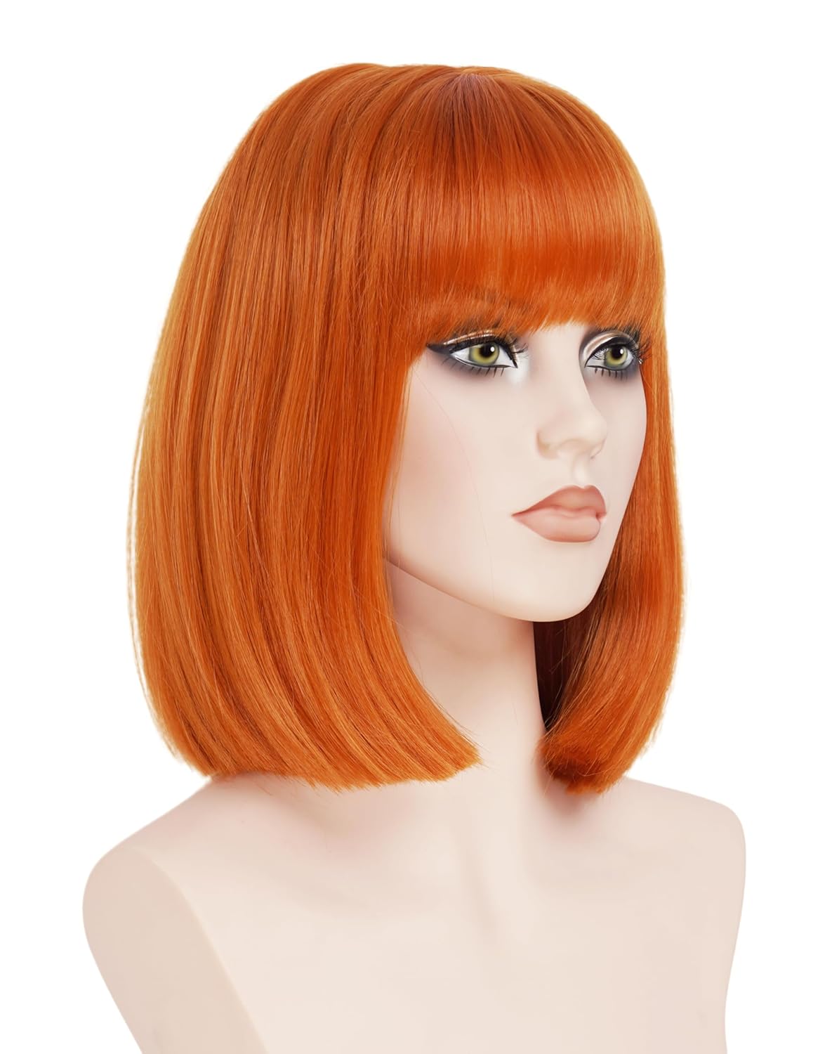 14 Inches Ginger Wigs for Women Short Straight Bob Auburn Wig with Copper Red Bangs Synthetic Hair for Daily Use,Cosplay, Halloween - Image 8