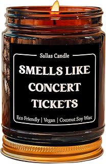 Sallas Smells Like Concert Tickets Candle, Scented Personalized Candle Gift, Relatable Candle Gift for Concert Ticket Surprise, 4oz & 9oz