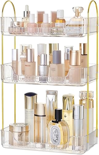 HBlife Organizador de baño de 3 niveles, organizador de maquillaje, bandeja de perfume, organizador de cuidado de la piel para baño, tocador,