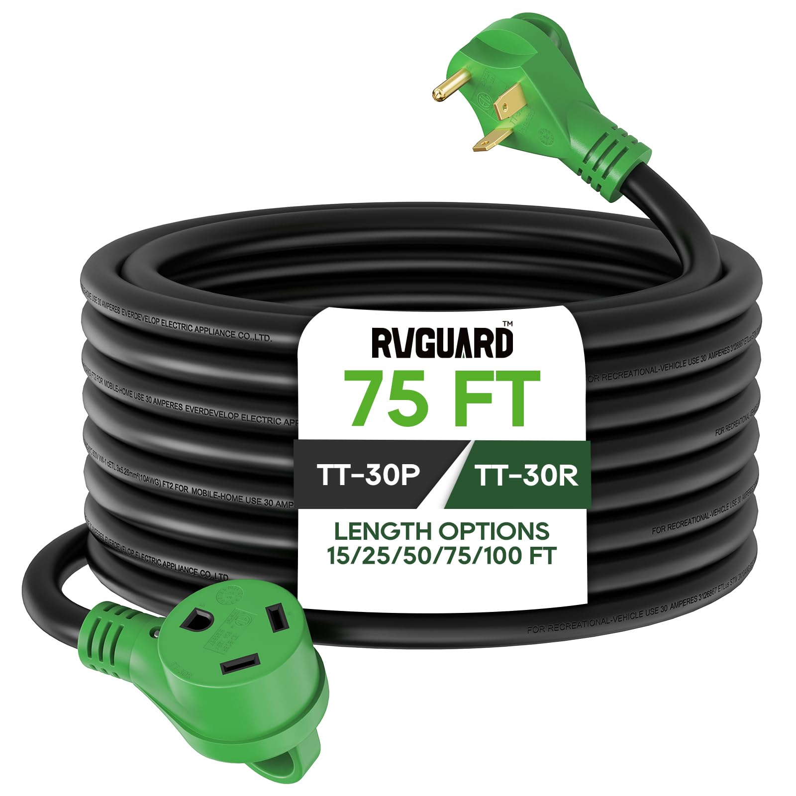 Amazon.com: RVGUARD 25 Amp 75 Foot RV Extension Cord, Heavy Duty