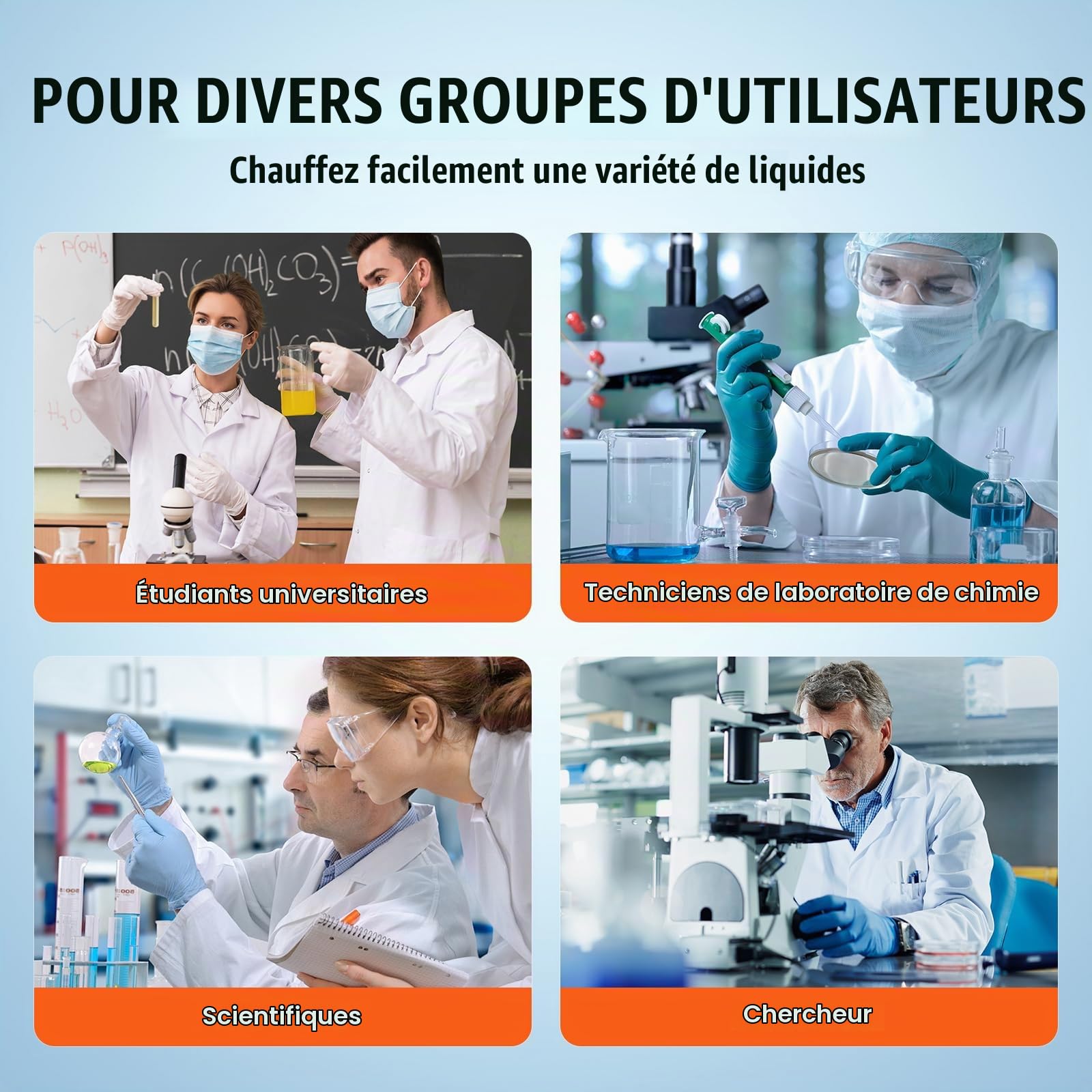 VEVOR Agitateur magnétique 1 L, mélangeur magnétique à plaque chauffante 99,9 °C, kit d'agitation 1500 tr/min, 250 W, avec bouton de vitesse réglable, support et barreaux d'agitation, écran LED, blanc