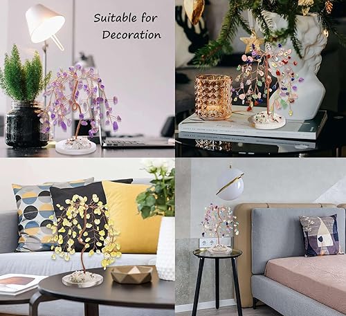 Miniatura 3 de LAIDANLA Árbol de cristal curativo natural de citrino, árbol de dinero, árbol de sauce, base de ágata, alambre de cobre, Feng Shui, árbol energético