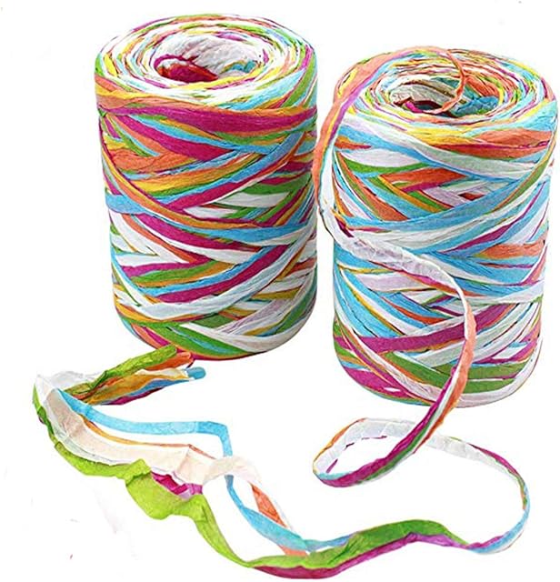 WEONE 2 Rolls Coloured Paper String Ribbon 160M Raffia Paper Ribbons Curling Ribbon Packing Twine Wrapping,DIY Art Decoration