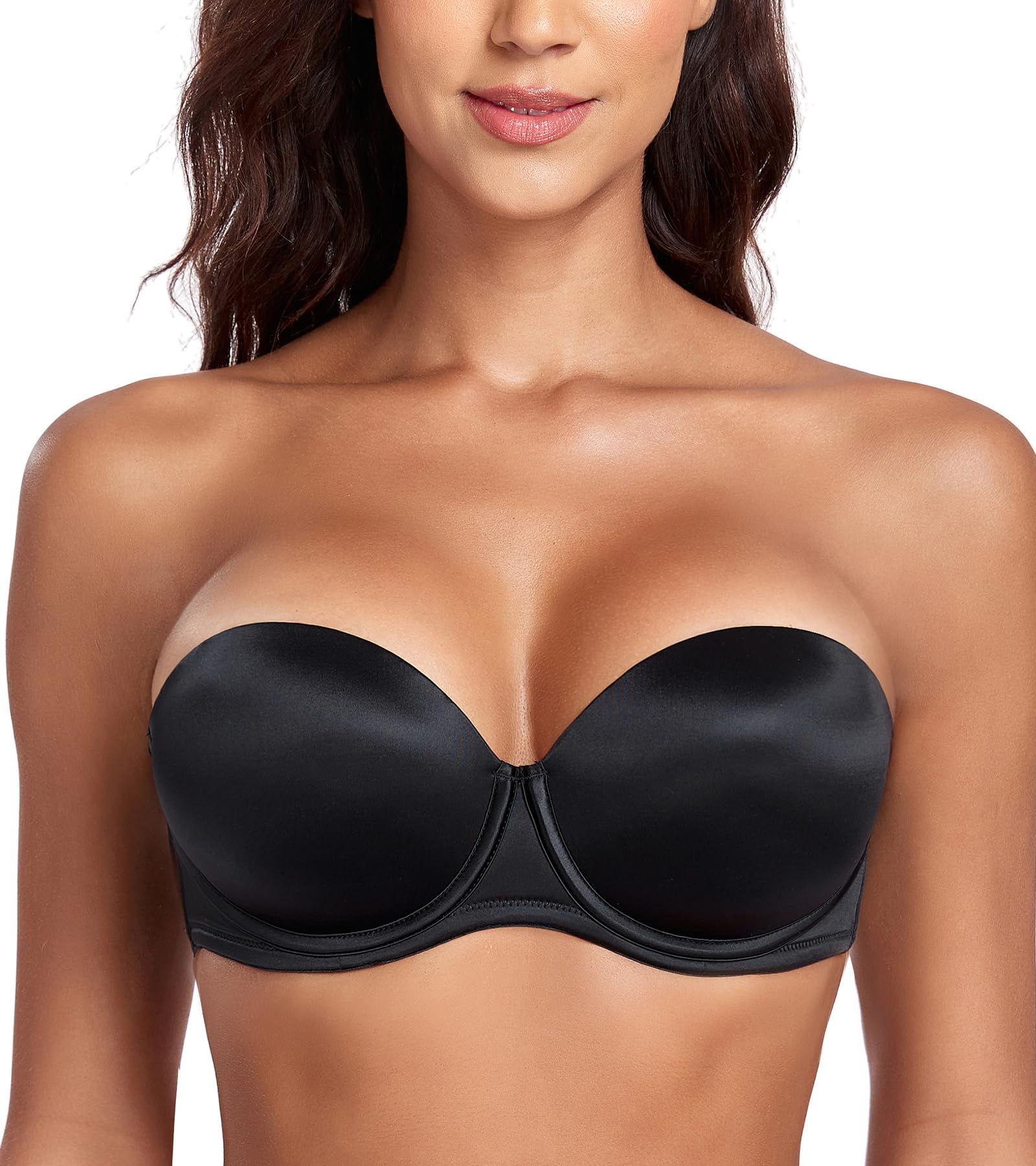 Lemorosy Women's Push up Strapless Convertible Multiway Underwire Supportive Bra with Thick Padded Add 1-2 Cups Size