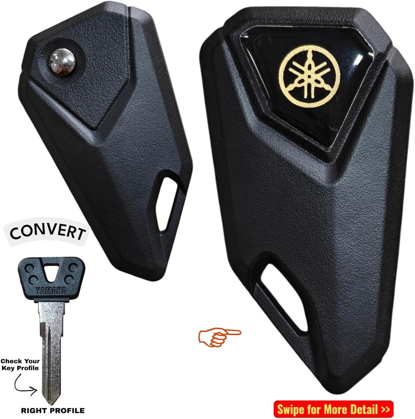 Flip Key for Yamaha Bikes – Black (Uncut Replacement Key Shell Compatible with R15, FZ, MT15, Libero, Fazer)
