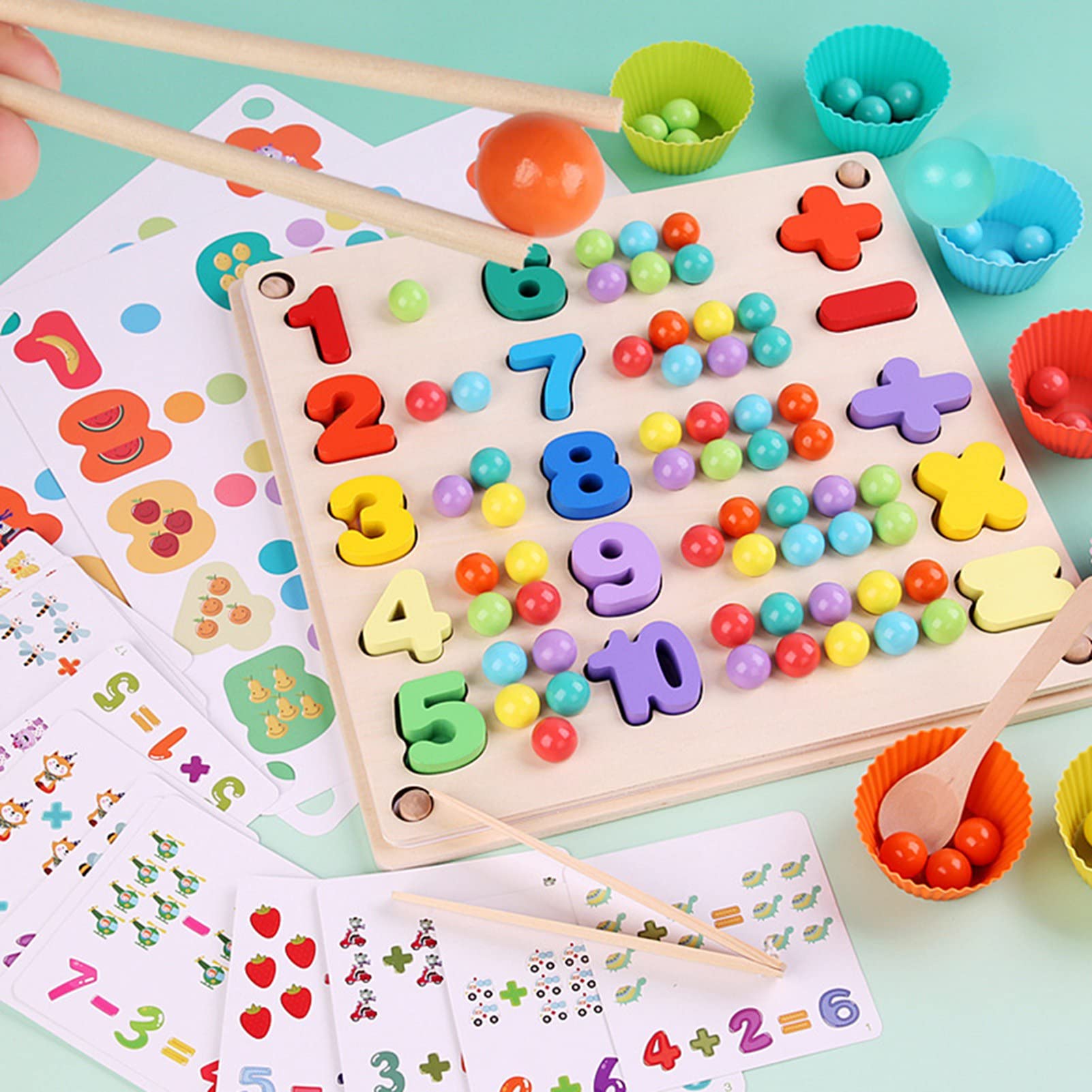 Pegboard in legno con perline, gioco matematico, sviluppo delle abilità matematiche, giocattolo educativo precoce