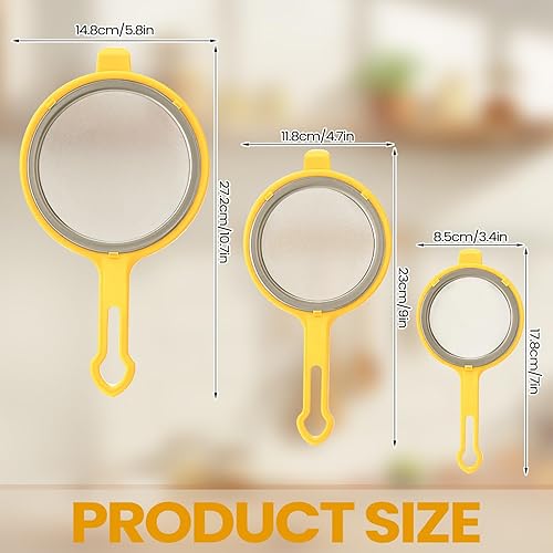 Miniatura 2 de LemonRoad Juego de 3 filtros de malla de acero inoxidable 304 filtros de malla fina con asas ergonómicas y orejas colgantes para filtro de aceite,