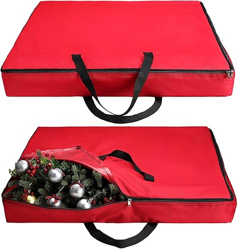 Windyun 2 bolsas de almacenamiento para árbol de Navidad desplegable, contenedores de almacenamiento para árbol de Navidad con asas y cremalleras,