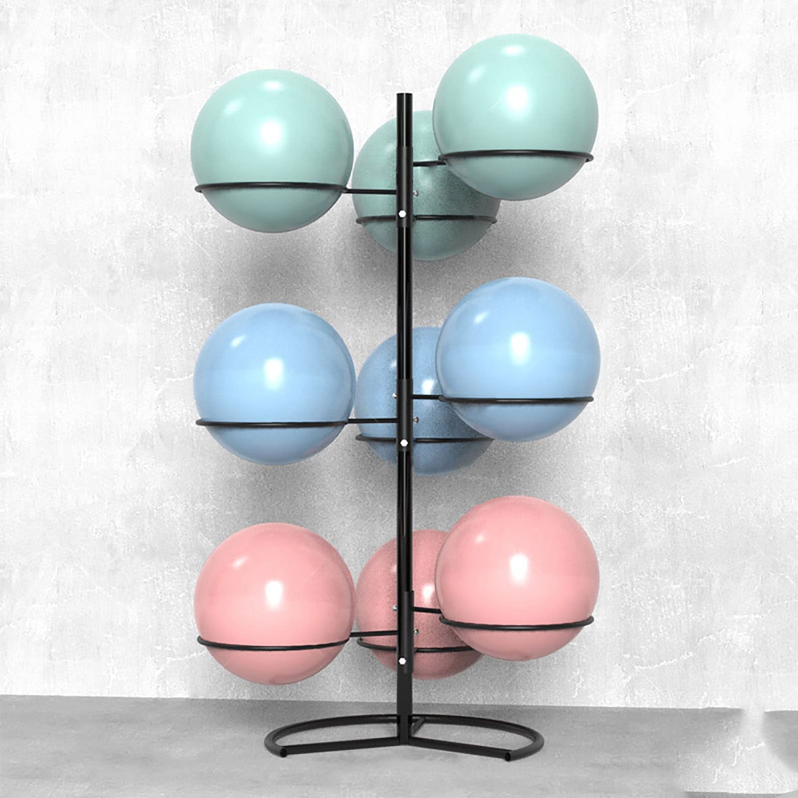 Estante de Gran Capacidad para Pelotas de Yoga - Organizador de Almacenamiento de Metal de pie para 9 Pelotas de Pilates, 180 cm de Altura, Duradero y Que Ahorra Espacio.