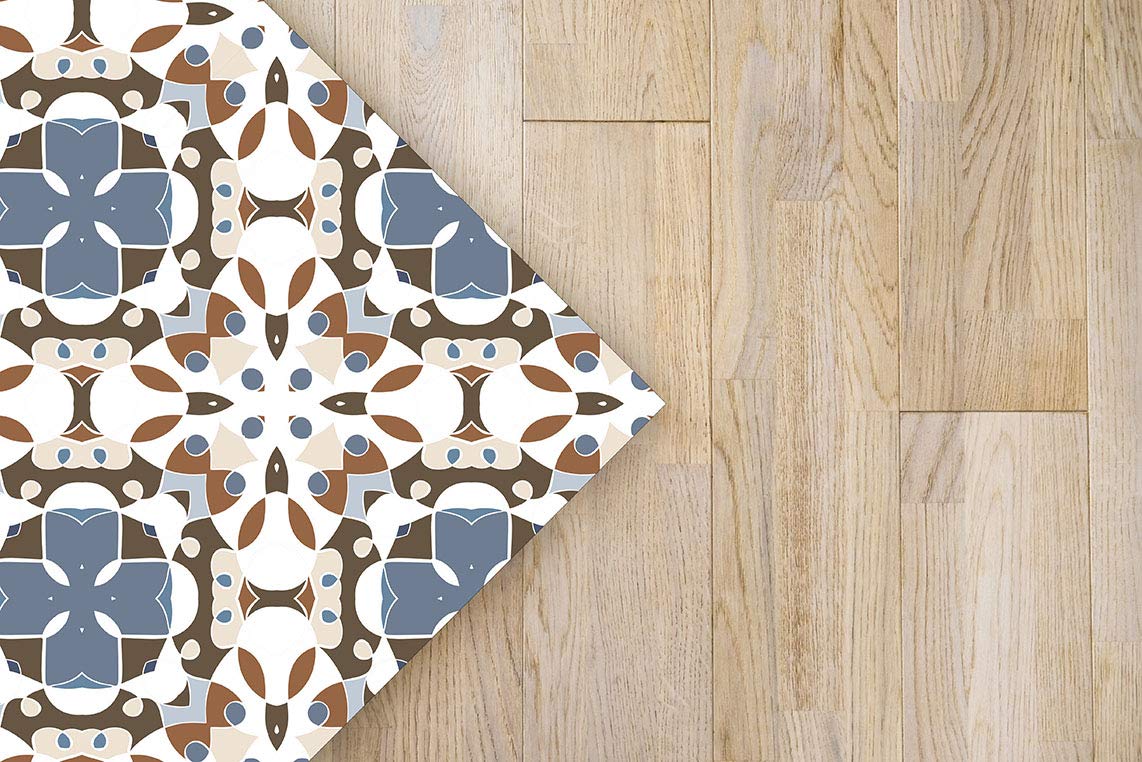 Vinylteppich Blau-Orange Marmor Design - 60x110 Cm Wasserfester Bodenbelag