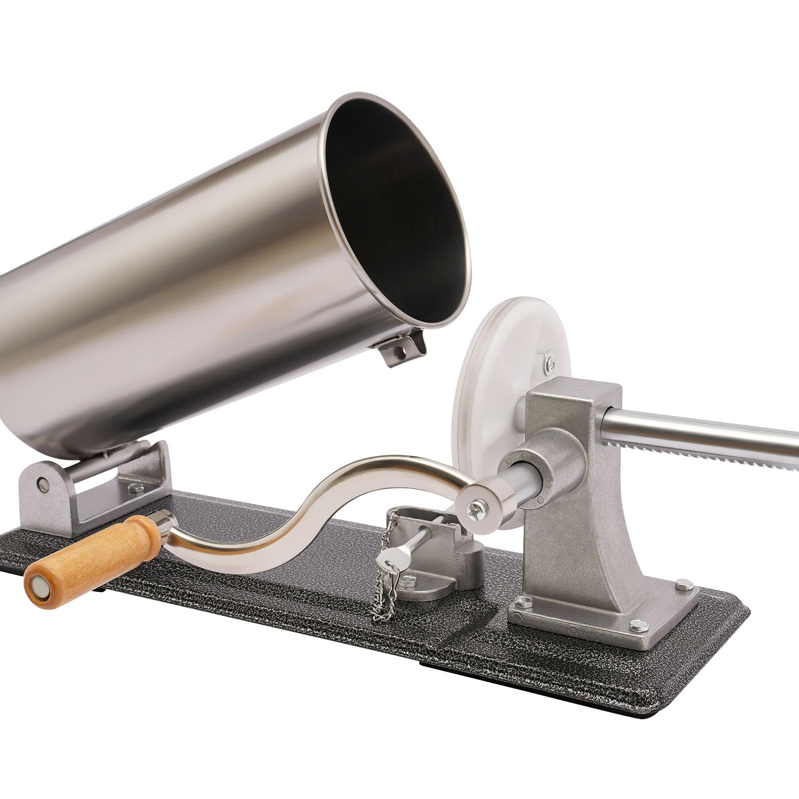 4 l manuale per salsicce, macchina per salsicce da cucina orizzontale in acciaio inox con 4 tubi in acciaio inox e 4 tubi di plastica, siringa per salsicce argento per fatti in casa