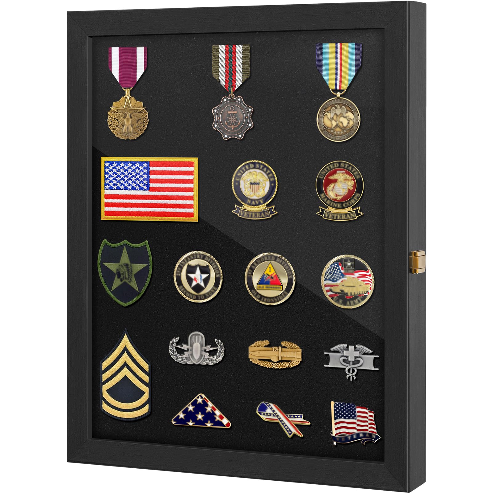 WELIDAY 16x12 Pin Display Case Pin Collection Display Case with 98% UV Protection Acrylic Door for Military Medals, Jewelry Pins, Pin Gift, Insignia Ribbons, Beach Tags, Pin Collectibles
