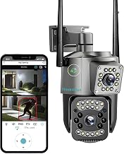 THINKVALUE CCTV Camera 360 PTZ Outdoor Indoor Dual Lens Dual View Security Camera, IP66,2 Way Talk/Cloud Storage/Ai Motion...