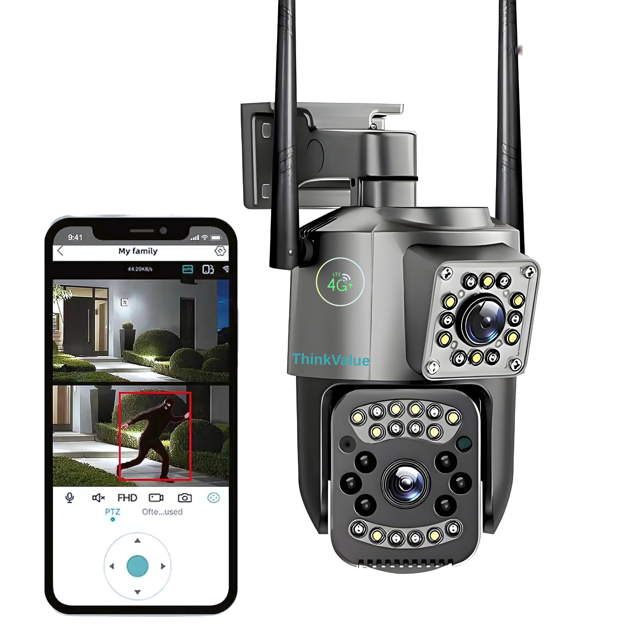 6Mp FHD+ 4G SIM Based cctv camera 360 PTZ Outdoor Indoor dual lens dual view Security Camera, Water Proof, 2 Way Talk, Cloud Storage, Ai Motion Detect,SD Card , cctv for home, Color Night Vision-image-10