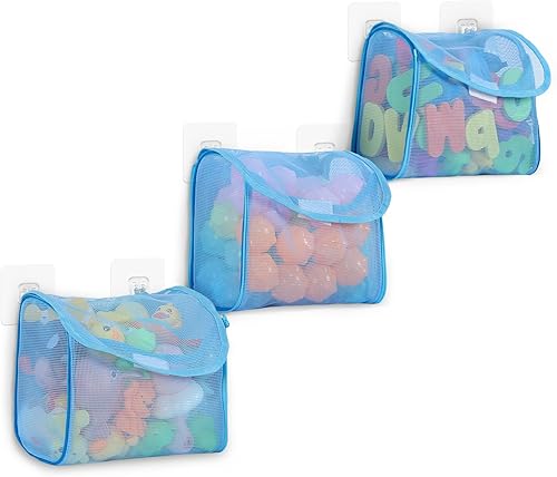 Miniatura 11 de Goowin Almacenamiento de juguetes de baño, soporte para juguetes de baño, organizador de juguetes de baño con aberturas grandes de 3 compartimentos,