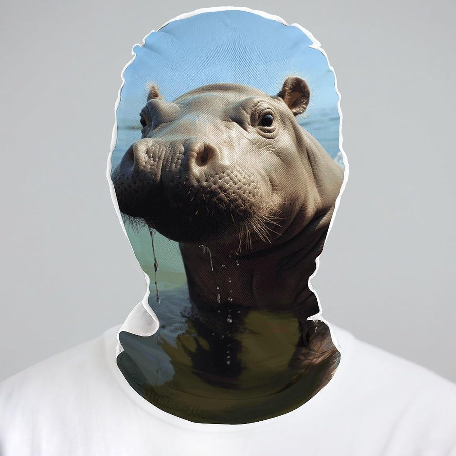Cute Baby Hippos Balaclava Ski Mask, Cooling Face Cover White image 5