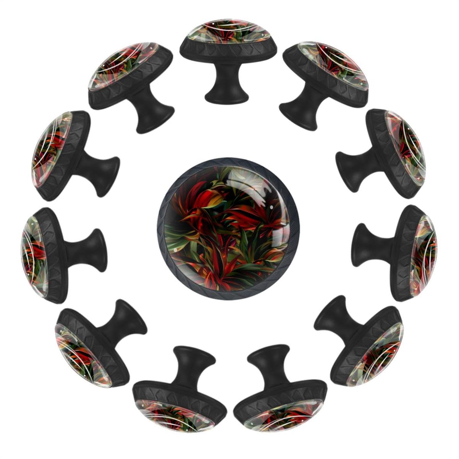 Boutons pour tiroir de cuisine ambiance jungle tropicale en cristal transparent
