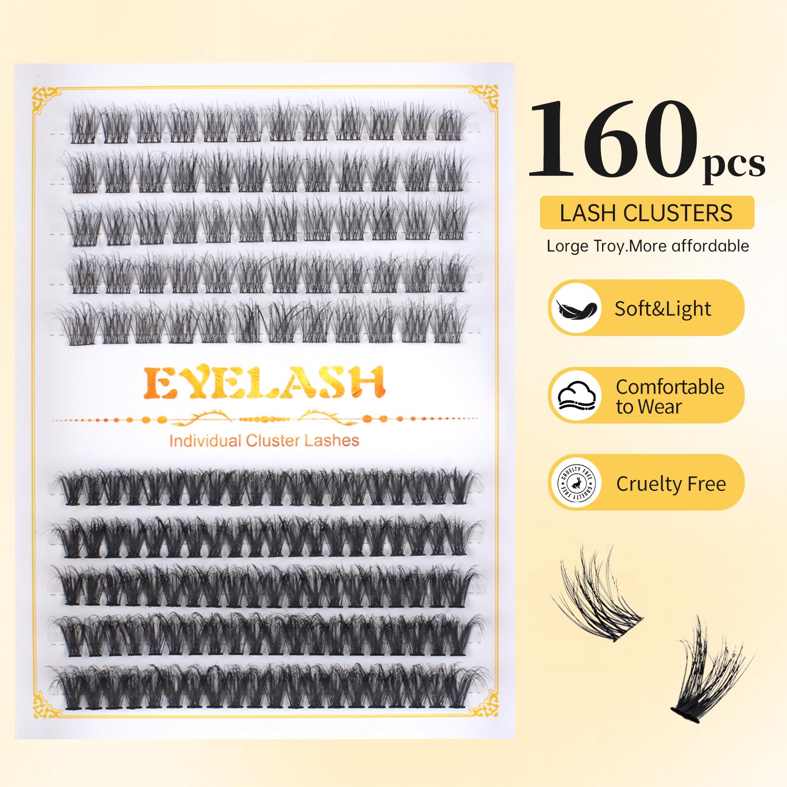 Fenshine Cluster Lashes Individual Lashes Wide Stem C/D Curl 9-15mm Length DIY Eyelash Extension Individual Soft False Lashes for Personal Use at Home (Clearance Items - Image 3