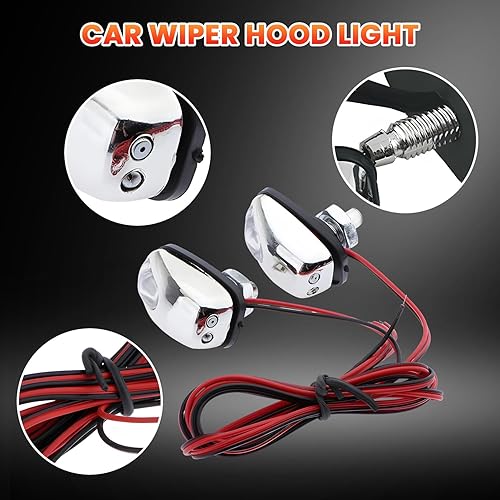 Miniatura 6 de Zcargel Luz del capó del limpiaparabrisas del automóvil, 12 V CC, luz universal para el parabrisas del automóvil, boquilla de pulverización de agua,