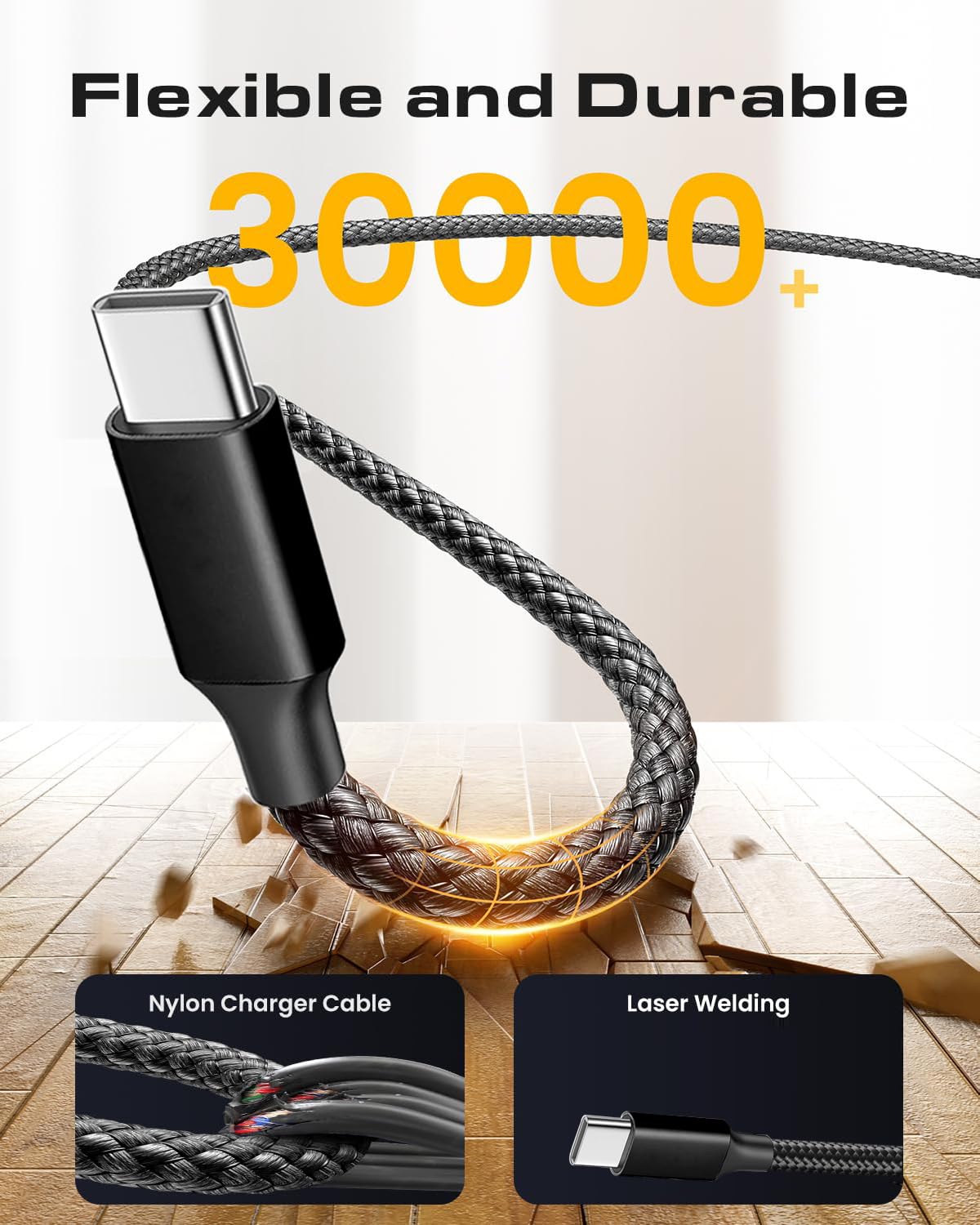 Cable USB C a USB C de 100 W [2 unidades de 3 pies + 6 pies] cable de carga rápida de nailon trenzado C a C compatible con iPhone 16/15 Pro Max Plus iPad Pro MacBook Samsung Galaxy S25 S24 S23 Pixel