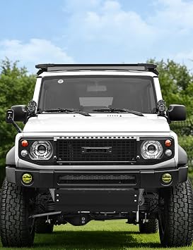 Exploration Series Jimney Front Grille for Jeep Sierra Front Grille Cover Fence, Black, Easy Installation, One Piece, Plated, Anti-Foreign Object, Durable, Maintain Ventilation