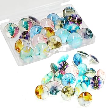Marble Patterned Push Pins,30Pcs Colored Decorative Push Pins for Bulletin Board Cute Board Pin Home Office Classroom Decor Thumb Tacks for Cork Board Hanging Posters Wall Decorations
