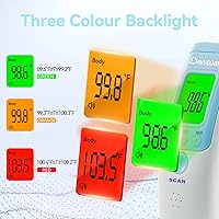 Vista 2 de Berrcom Termómetro de frente para adultos y niños, termómetros digitales infrarrojos sin contacto para fiebre, habitación y objetos, pistola de Azul