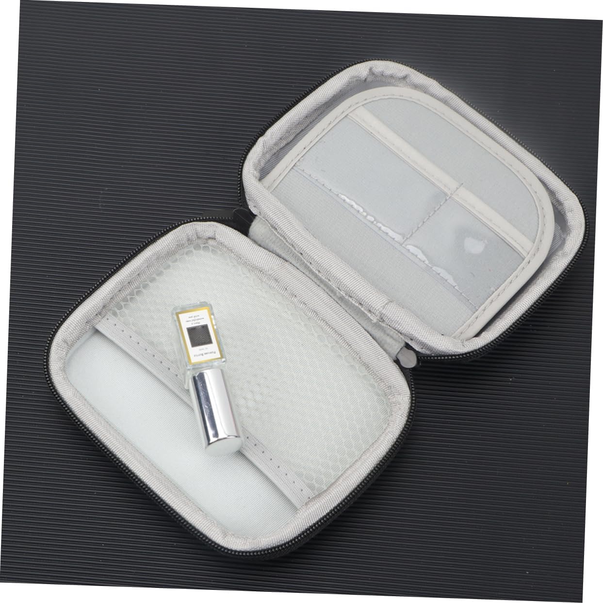 Lurrose Eva Electronics Storage Organizer Bag Fall Protection for Power Bank Earphones Black USB Cable Mobile Disk Bag with Hook for Travel Backpack Use image 2