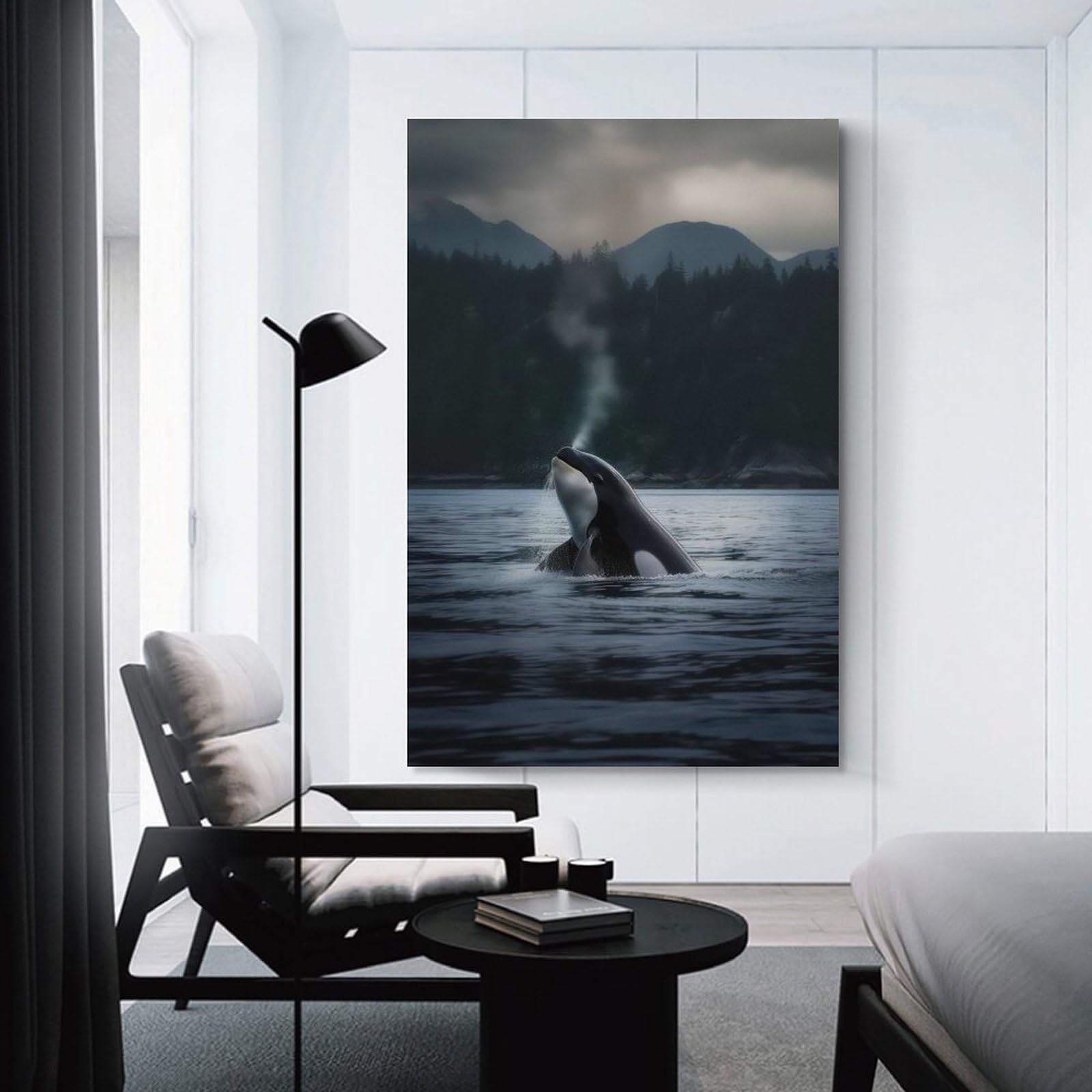 Junmoney Wall Picture Print Gorgeous Orca, 24x36inch(60x90cm), for Hallway, Bedroom Or Modern Interiors, Thoughtful Wall Decor for Art Lovers
