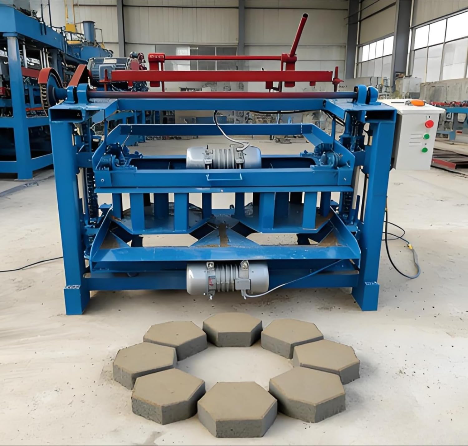 Industrial Semi-Automatic Hydraulic Brick Making Machine, Durable Cement Block Maker, for Solid Interlocking Paver Bricks,for Construction Site Infrastructure Repair Residential Small-Scale Project
